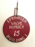 Vintage Fire Dept Sprinkler Valve Number Tag