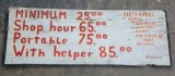 Vintage Machanic Rate Sign