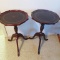 (2) 3-Footed Leather Top Tables, 15