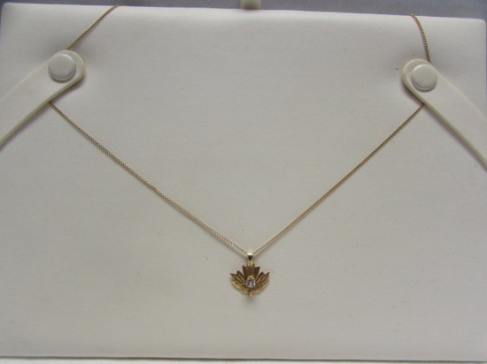 18 Kt Yellow Gold & Diamond Pendant on 16 1/4" Gold Chain with 12