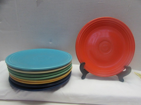 (9) Vintage Fiesta 9 1/2" Plates: (2) Cobalt, (2)