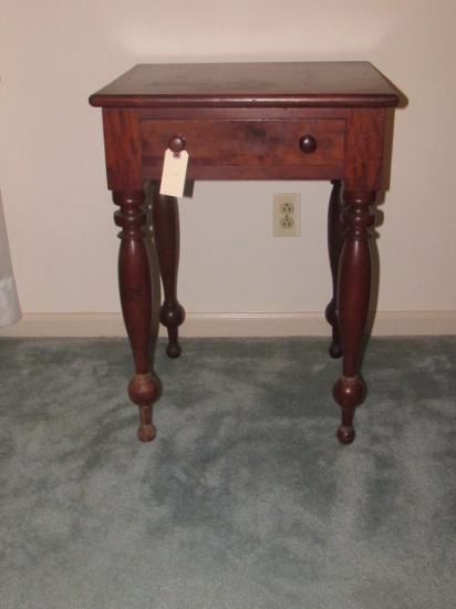 1-Drawer Table w/ Turned Legs, 20 7/8" x 18 3/8",