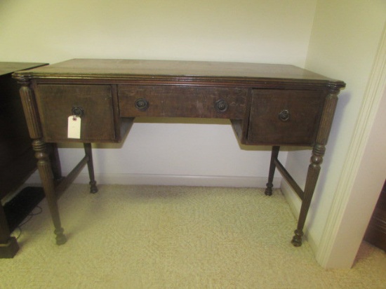 3-Drawer Vanity/Desk w/ Reeded Legs and Brass