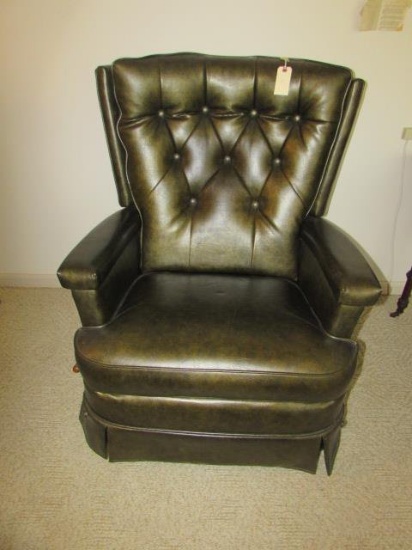 Vintage Vinyl Rocker Recliner w/ Tufted Back