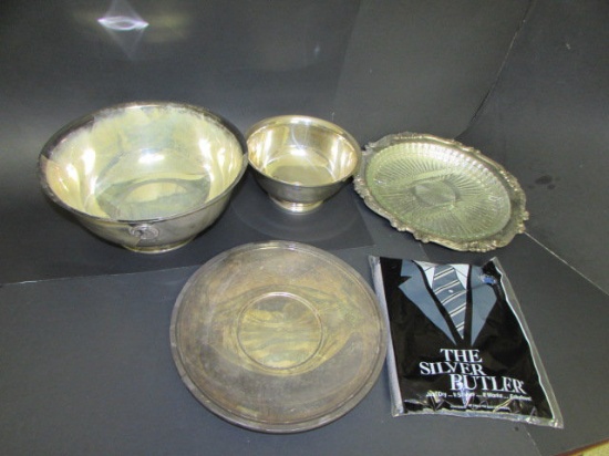 Box of Assorted Silverplate Items: 7 1/2" Bowl