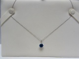 14 Kt White Gold & Synthetic Sapphire Pendant on 16 