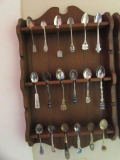 Wooden Wall Display Shelf For Collector Spoons