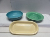 (3) Vintage Fiesta Items: (1) Celery Tray, (1) 8