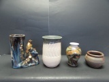 (4) Pieces of Signed & Unsigned Pottery: 5 5/8