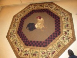 Octagon Shaped Rooster Rug, 6' x 6 1/2