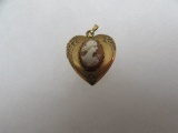 12 Kt Yellow Gold Filled Cameo Heart-Shaped Locket