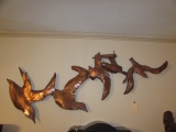 Copper Wall Sculpture of Birds, Approximately 48