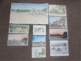 (10) Unframed Watercolors Including (2) Mabel