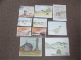 (10) Watercolors Including (1) Signed 
