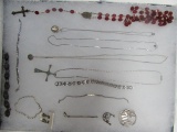 Assorted Sterling Silver Jewelry, Rosary, etc.