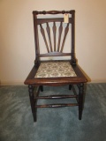 Vintage Chair with Spindle Back and Upholstered