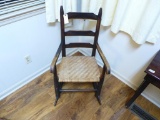 Antique Ladder Back Rocking Chair w/ Rush Seat