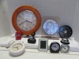 Assorted Clocks, Thermometer, Bell