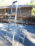 Aluminum 8 Foot Step Ladder & Aluminum 2 Foot