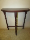 Depression Era Demi-Lune Table with Turned Legs.