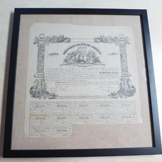 Framed Confederate States of America 8% $1,000