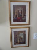 (2) Framed and Matted Prints 13 1/2
