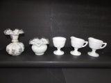 Assorted Milk Glass Items: Hand Painted Fenton