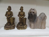 (2) Viking Figurine (Repaired), (1) Dog Figurine