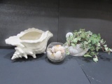 White Ceramic Shell Vase, White Ceramic Goose