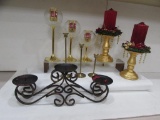 Assorted Candle Holders: Set of (3) Brass and