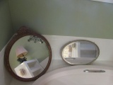 Round Mirror in Gold Frame, Oval Beveled Mirror