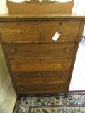 Antique Oak Chest of Drawers With Brass