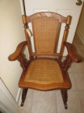 Wooden and Cane Antique Rocking Chair