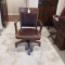 Antique Oak Desk Chair on Casters with Leather