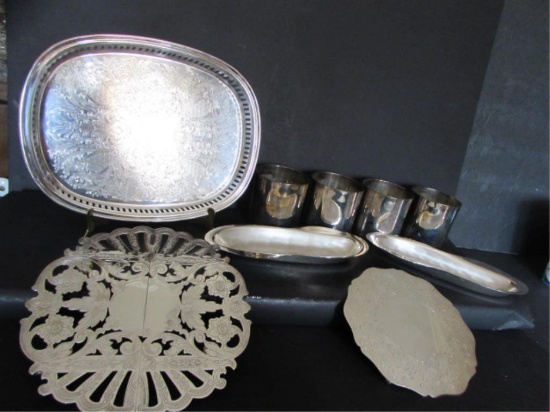 Assorted Silver Plated Items:  11 3/8" x 9" Oval