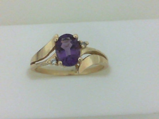 14 Kt. Yellow Gold Amethyst and Diamond