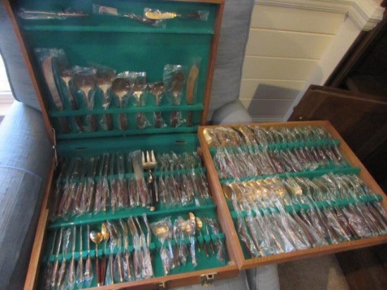 Vintage Thailand Brass Flatware with Wood Handles