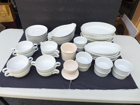 (18) Oval Serving Bowls, (8) Dansk Serving Cups,
