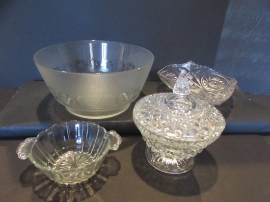 Assorted Glassware:  10 7/8" Bowl--5 1/4" High,