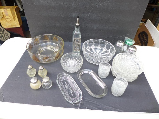 Assorted Cut Glass Bowls, Sauce Cups, Butter