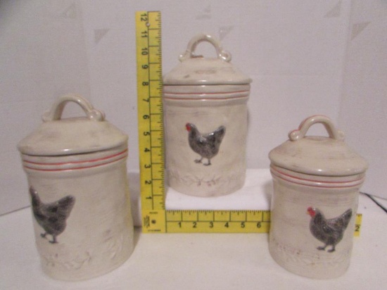 3-Piece Ceramic Canister Set--Chicken Design