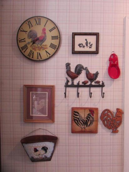 Kitchen "Chicken" Wall Clock & Assorted Chicken