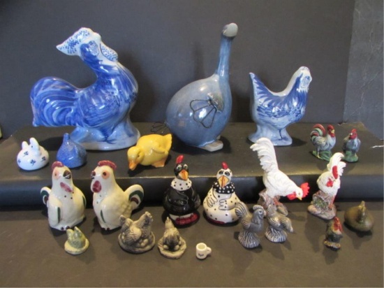 Assorted Ceramic Chickens, Salt & Pepper Shakers,