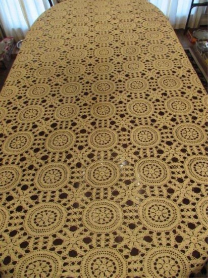 Hand-Crocheted Rectangular Tablecloth--85" x 93"