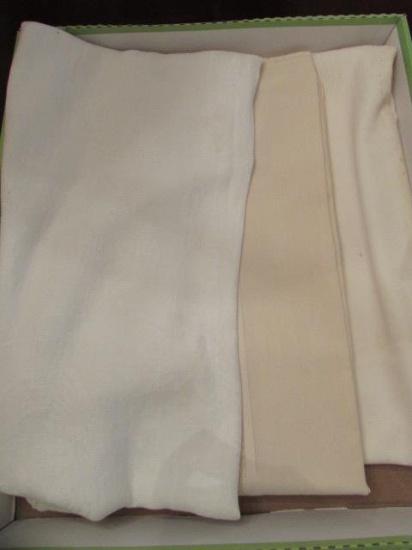 Assorted Linens: Damask Tablecloth--83" x 65",