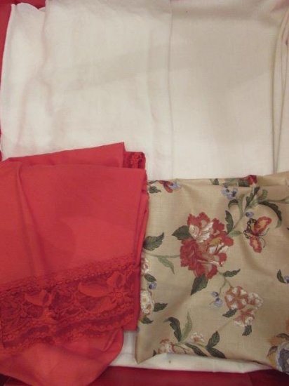 Assorted Linens: Linen Tablecloth--95" x 60", 44"