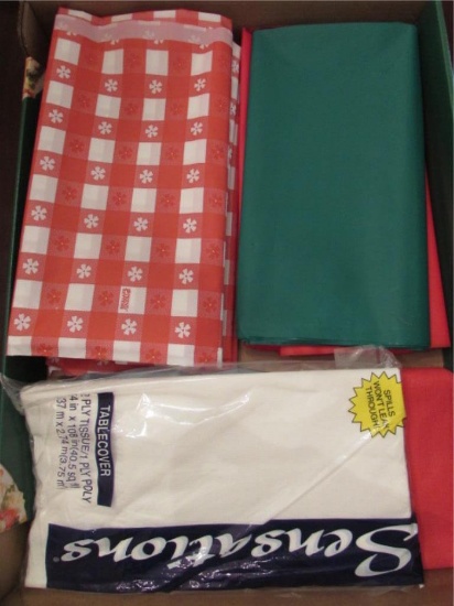 (8) Plastic and (2) Paper Tablecloths