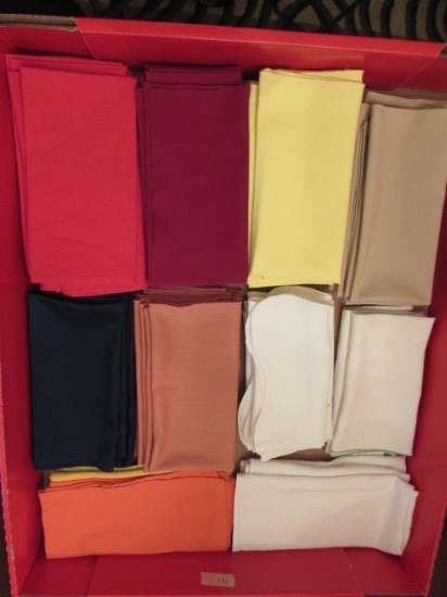 Assorted Linen Napkins--(16) Red, (12) Burgundy,