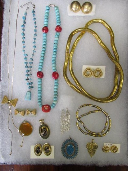 Turquoise & Coral Necklace, Turquoise Necklace