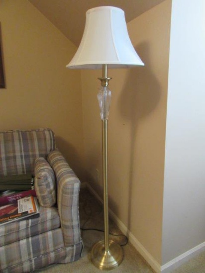 Brass & Glass Floor Lamp--59" High